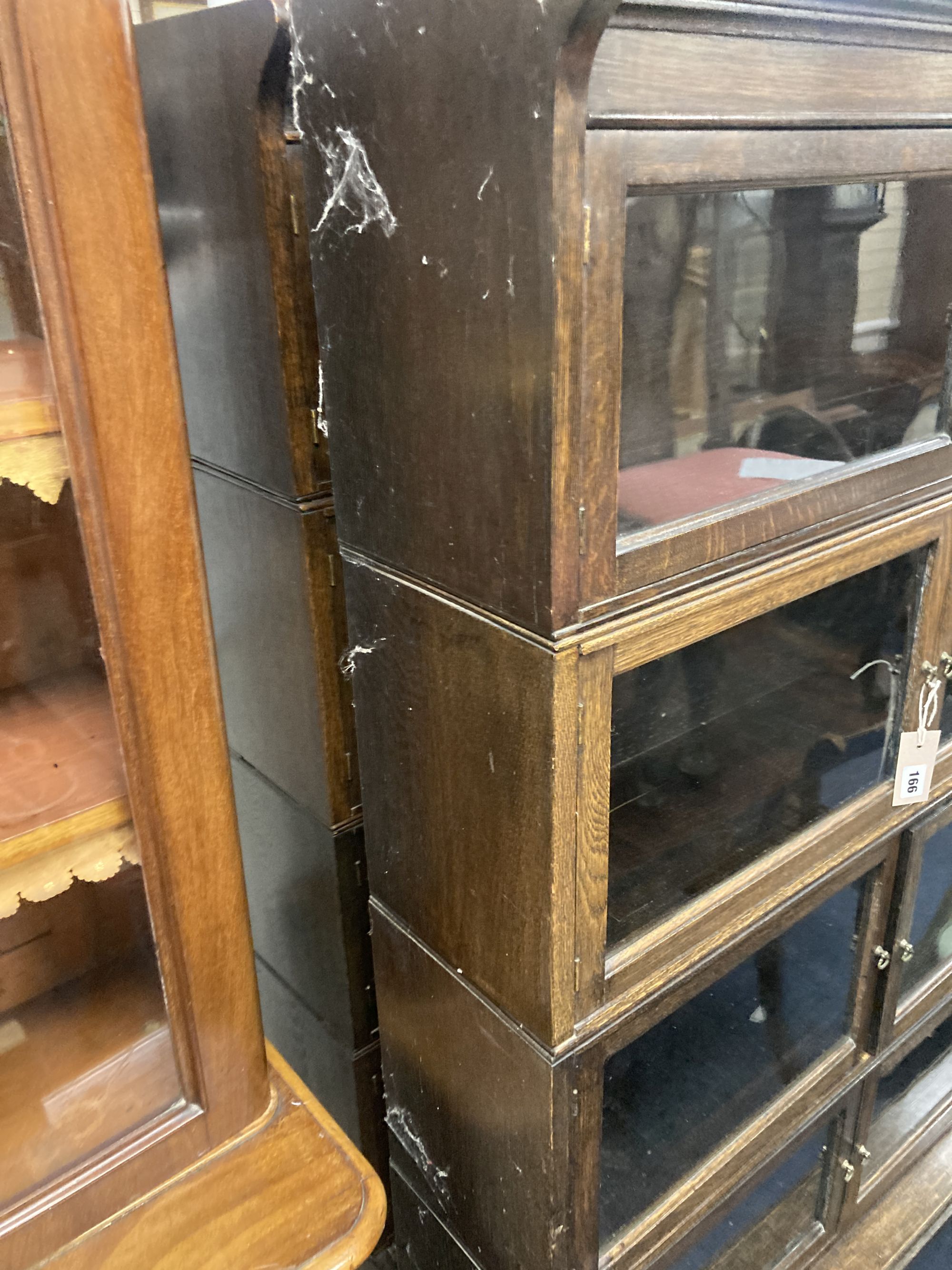 A pair of Globe Wernicke style oak five sectional bookcases, length 88cm, depth 32cm, height 178cm